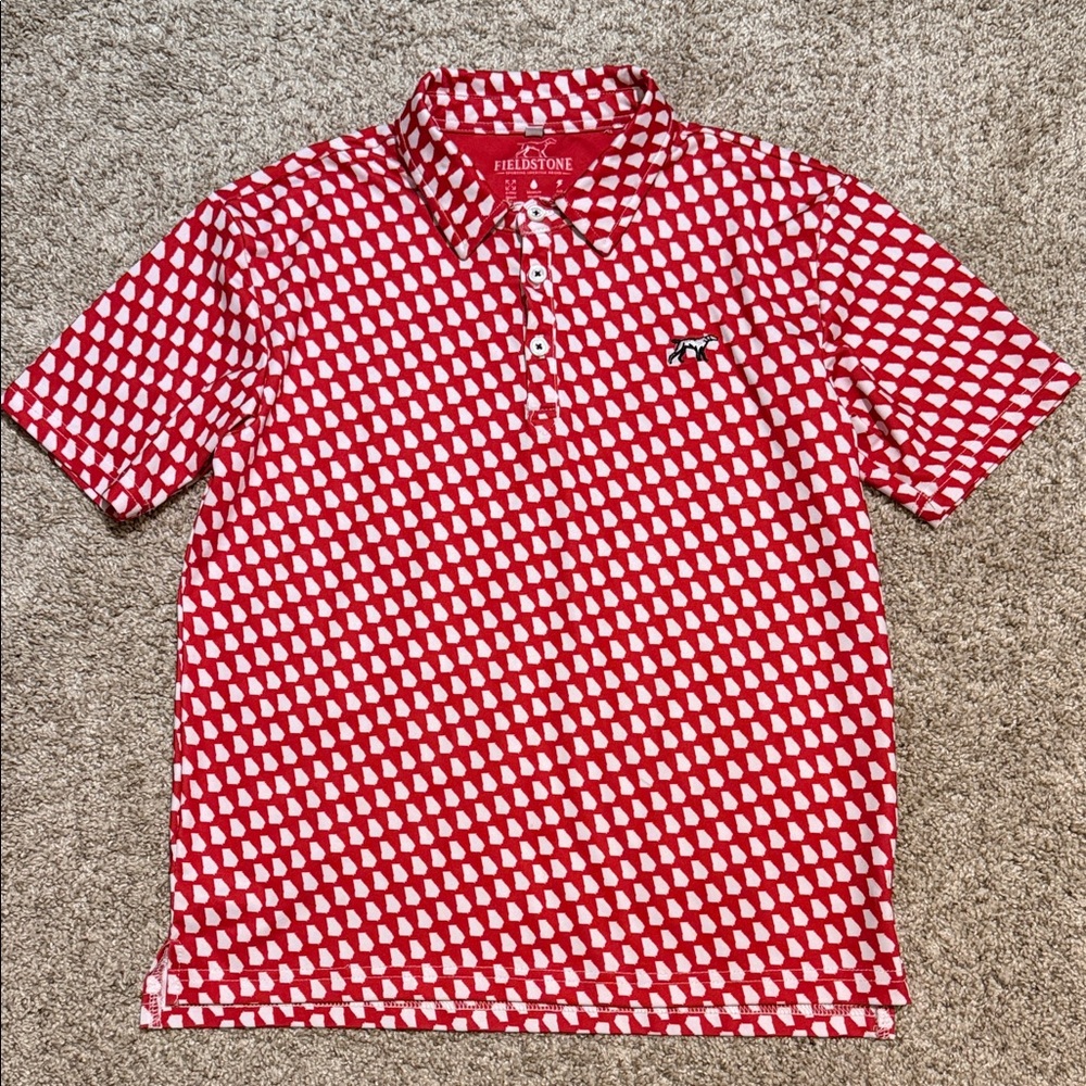 Fieldstone Red & White Georgia Patterned Polo